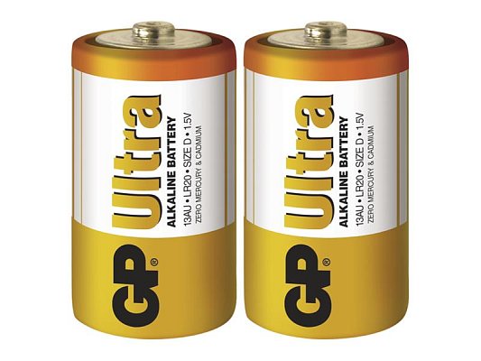 Baterie D (R20) alkalická GP Ultra Alkaline 2ks