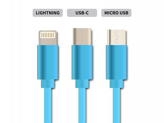 Kabel USB 3v1 samonavíjecí Geti GCU 03 modrý