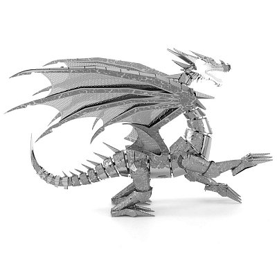 Stavebnice kovového modelu Metal Earth ICX023 Iconx Silver Dragon (032309013238)