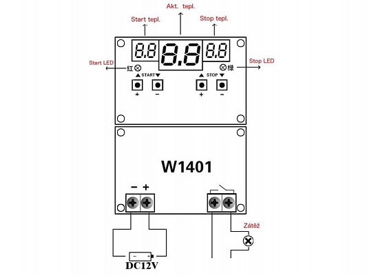 Digitální termostat W1401, -9 až 99°C