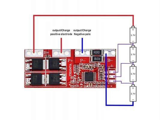 Ochranný obvod a balancér pro 4 Li-Ion články 18650, proud do 30A
