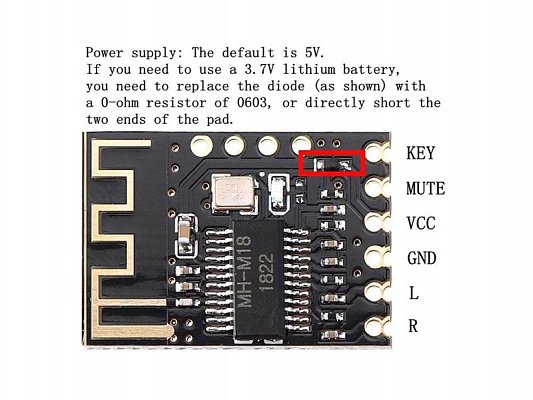 Bluetooth 4.2 Stereo Audio Receiver modul MH-M18