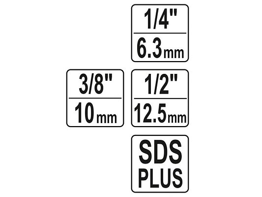 Sada adaptérů do vrtaček SDS+ 1/4", 3/8", 1/2" YATO YT-04686