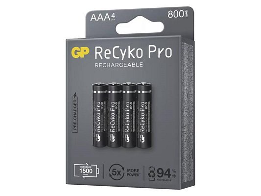 Baterie AAA (R03) nabíjecí 1,2V/800mAh GP Recyko Pro 4ks