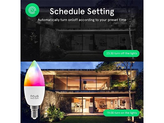 Smart sada LED žárovek E14 4,5W RGB NOUS P4/2pack WiFi Tuya