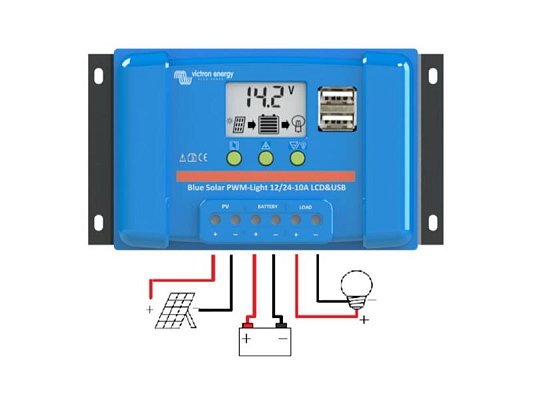 Solární regulátor PWM Victron Energy 30A  LCD a USB 12V/24V