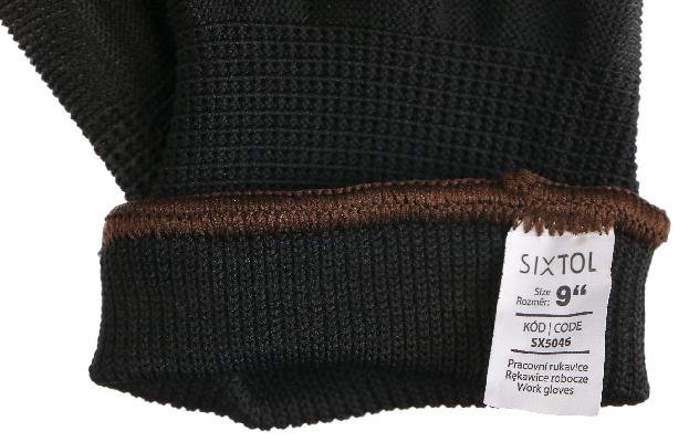 Rukavice pracovní z polyesteru polomáčené v polyuretanu GLOVE PE-PU 9, černé, velikost 9" SIXTOL