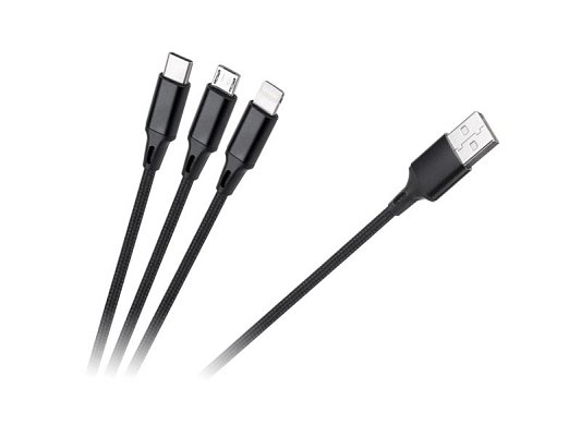 Kabel REBEL RB-6005-100-B USB 3v1 1m Black