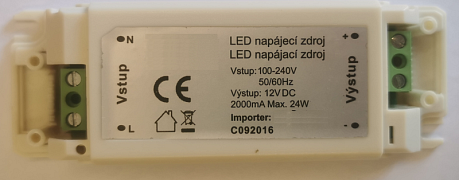 Napájecí zdroj pro led pásky 12V 2A 24W