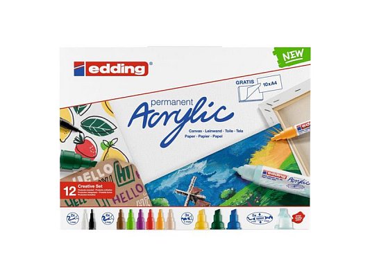 Fix popisovač akrylový Edding Creative 12ks set