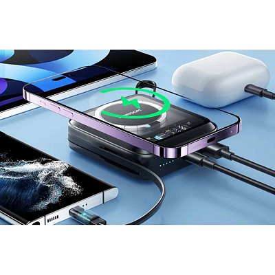 magnetická powerbanka 10000mAh,USB-A, USB-C, černá, 22,5W