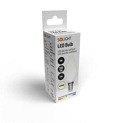 Žárovka LED E14 6W C37 bílá přírodní SOLIGHT WZ410-1