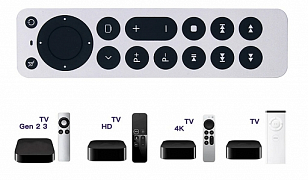 Apple TV náhradní dálkový ovladač pro uvedené modely.