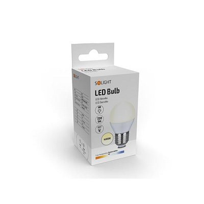 Žárovka LED E27 8W miniGLOBE přírodní bílá SOLIGHT WZ429-1