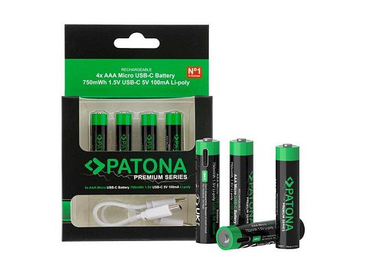 Baterie AAA (R03) nabíjecí 1,5V/500mAh PATONA PT1409 4ks