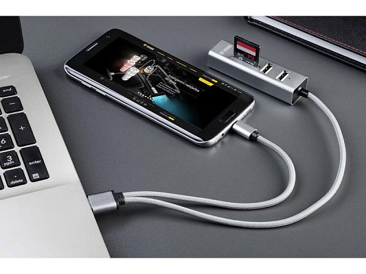 USB hub YENKEE YHC 102SR + OTG + čtečka