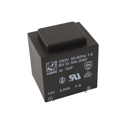 EI 30/23; 1x12V/0,217A; 2,6VA; 230V; 32,5x27,5x34mm; do DPS