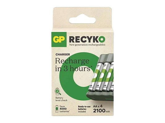 Nabíječka baterií GP Eco E441 + 4× AA ReCyko 2100