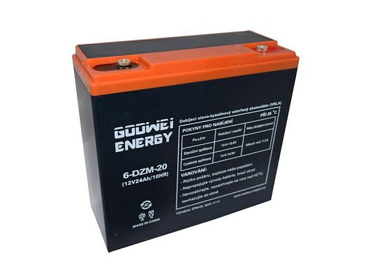 Trakční olověný akumulátor 12V 24Ah GOOWEI ENERGY 6-DZM-20 Pb