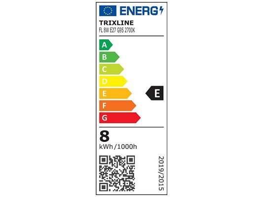 Žárovka Filament E27 8W bílá teplá TRIXLINE G95