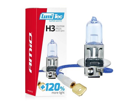 Autožárovka halogenová H3 12V 55W AMIO LumiTec SuperWhite