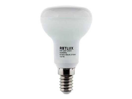 Žárovka LED E14 6W R50 SPOT bílá teplá RETLUX RLL 279