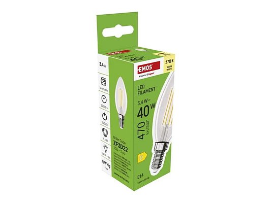 Žárovka Filament LED E14 3,4W bílá teplá EMOS ZF3D22