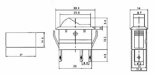 Přepínač kolébkový 2pol./3pin ON-OFF 20A/12VDC pros. zelený